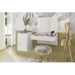 Penteadeira Escrivaninha Camarim Suspensa Mila Branco Fosco Mobler - 1