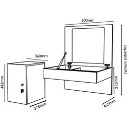 Penteadeira Escrivaninha Camarim Suspensa Mila Branco Fosco Mobler - 5