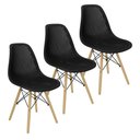 Ver imagem 1 de Kit 3 Cadeiras Colmeia Furadinha Heloisa Eloá Charles Eames Eiffel Base Madeira - Preta