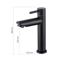 Torneira Banheiro Bica Baixa Metal Inox Mesa Preta Nox18b Doan - 4