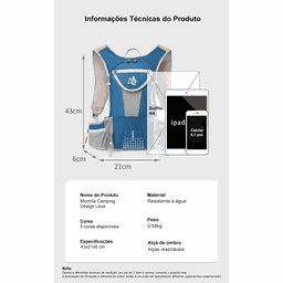 Mochila Caminhada Corrida Ciclismo Leve Camping Pequena 6l - 8