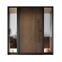 Porta Pivotante em Cumaru C Puxador Metalico 1,54 X 2,24 M L X a Vidros Laterais - 1