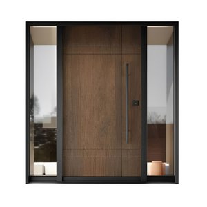 Porta Pivotante em Cumaru C Puxador Metalico 1,54 X 2,24 M L X a Vidros Laterais