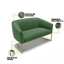 Ver imagem 3 de Sofá Namoradeira 2 Lugares Base Industrial Dourado Stella Suede D03 - D'Rossi Cor Verde