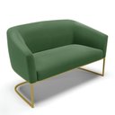 Ver imagem 1 de Sofá Namoradeira 2 Lugares Base Industrial Dourado Stella Suede D03 - D'Rossi Cor Verde