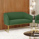 Ver imagem 4 de Sofá Namoradeira 2 Lugares Base Industrial Dourado Stella Suede D03 - D'Rossi Cor Verde