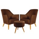 Ver imagem 1 de Kit 2 Poltronas Orion com Puff Solar Courino Marrom Aradecor