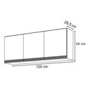 Ver imagem 3 de Armário Aéreo 120cm 3 Portas Virgínia Branco/preto