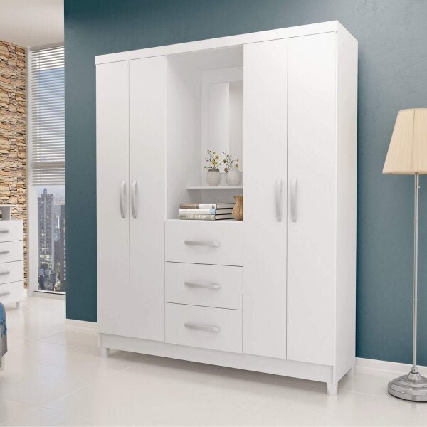 Guarda-Roupa Casal 1 Espelho e Penteadeira 4 Portas 3 Gavetas Ilhéus Espresso Móveis Menor preço em Guarda-Roupa Casal 1 Espelho e Penteadeira 4 Portas 3 Gavetas Ilhéus Espresso Móveis