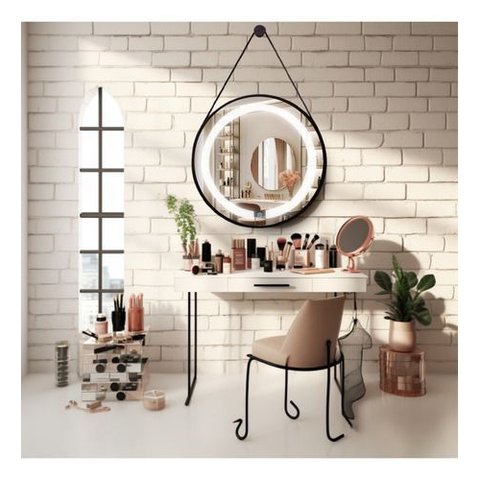 Espelho Redondo Adnet Iluminado Led Touch Alça 60cm Luxo - Cobre