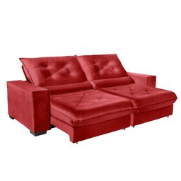 Sofá Retrátil e Reclinável 2,10m Suede Cancún Vermelho - 2