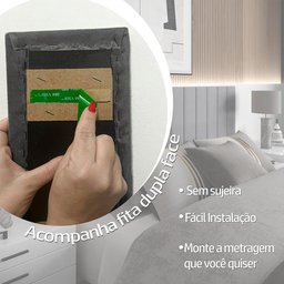 Cabeceira Modulada Mali Queen Estofada Auto Adesiva Cinza - 3