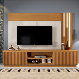 Estante Home Tv Até 75 Polegadas Led Cascata Valência Mavaular Naturalle / Off White - 2