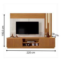 Estante Home Tv Até 75 Polegadas Led Cascata Valência Mavaular Naturalle / Off White - 3