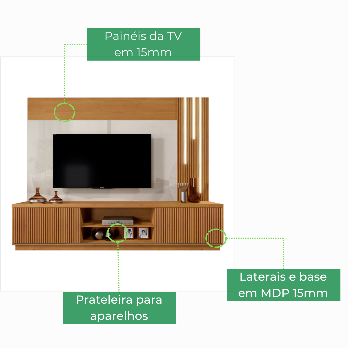 Estante Home Tv Até 75 Polegadas Led Cascata Valência Mavaular Naturalle / Off White - 6