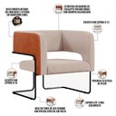 Ver imagem 4 de Kit 02 Poltronas Scarlett D02 Base Aço Preto Couríssimo Camel B-14 Linho Bege C-107 - Lyam Decor