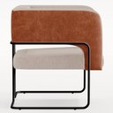 Ver imagem 7 de Kit 02 Poltronas Scarlett D02 Base Aço Preto Couríssimo Camel B-14 Linho Bege C-107 - Lyam Decor