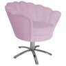 Poltrona Cadeira Com Base Giratoria cromado Pétala Suede Lilas - 2