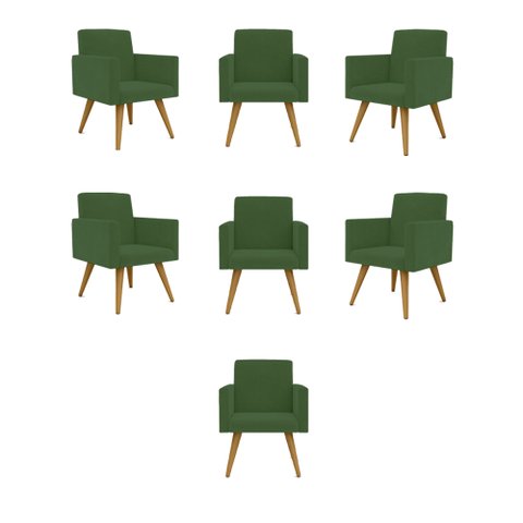 Kit 7 Poltronas Nina Decorativa para Recepção Balaqui Decor Cor: Verde