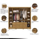 Ver imagem 3 de Guarda Roupa Dunas Casal 6 Portas de Bater 2 com Espelhos 6 Gavetas Mdf Nature G98 - Gran Belo