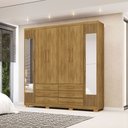 Ver imagem 1 de Guarda Roupa Dunas Casal 6 Portas de Bater 2 com Espelhos 6 Gavetas Mdf Nature G98 - Gran Belo