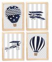Ver imagem 1 de Kit Quadro Aviação Balão Decorativo Quarto Criança Bebê Enxoval