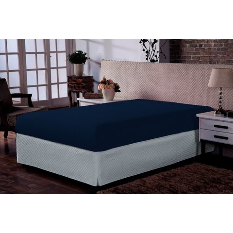 lençol Casal Avulso Liso Malha Doce Vida Azul Profundo