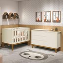 Ver imagem 2 de Jogo de Quarto Infantil Cômoda 1 Porta e Berço Classic Areia Fosco com Pés Amadeirado - Reller M