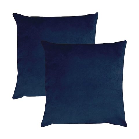 Kit 2 Capas para Almofada em Veludo Liso Quadrada Cor: Azul Marinho