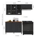 Ver imagem 4 de Armário de Cozinha Modulada Compacta Fidelitá Nara 100% MDF 3 Peças 200cm 8 Portas 2 Gavetas com