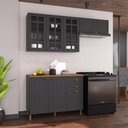 Ver imagem 1 de Armário de Cozinha Modulada Compacta Fidelitá Nara 100% MDF 3 Peças 200cm 8 Portas 2 Gavetas com