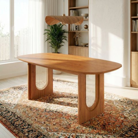 Mesa de Jantar Orgânica 8 Lugares 210cm Tali CabeCasa MadeiraOriginals Marrom Cinamomo