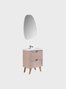 Ver imagem 5 de Gabinete para Banheiro com Cuba e Espelho Organico 60cm Retro Mdf Rosa Milano - On Móveis