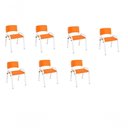 Ver imagem 1 de Kit 7 Cadeira Iso Infantil Creche, Base Branco Laranja
