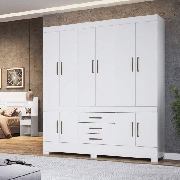 Guarda-Roupa Casal 10 Portas 3 Gavetas New Murano Demóbile Menor preço em Guarda-Roupa Casal 10 Portas 3 Gavetas New Murano Demóbile