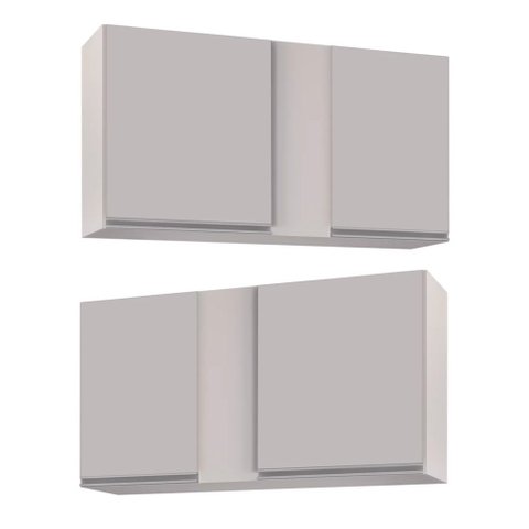 Kit 02 Armários Aéreo de Cozinha Lavanderia 02 Portas Agata Branco 100 cm - D’Rossi