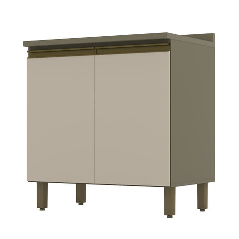 Balcão de Cozinha 02 Portas 80cm c/ Tampo Connect Duna Cristal Henn