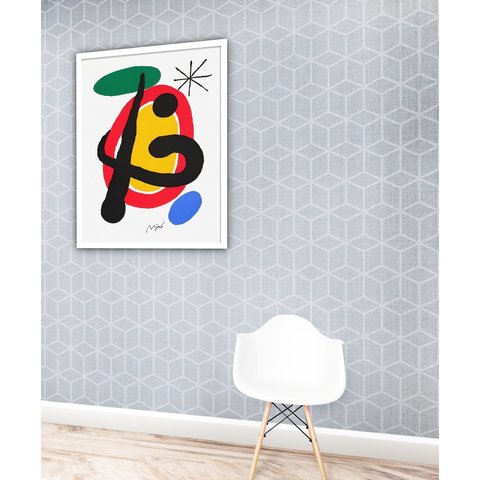 Quadro Decorativo Miró Plated Signed Lithograph - 70x50cm:moldura Branca