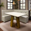 Ver imagem 1 de Conjunto Canto Alemão com Bau para Bar Lanchonete Bege 125x160cm Sofa Store