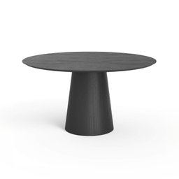 Mesa de Jantar Redonda 150cm Scandi 8 Lugares Lamina Natural de Madeira Preto - 1