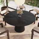 Ver imagem 2 de Mesa de Jantar Redonda 150cm Scandi 8 Lugares Lamina Natural de Madeira Preto