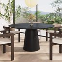 Ver imagem 3 de Mesa de Jantar Redonda 150cm Scandi 8 Lugares Lamina Natural de Madeira Preto
