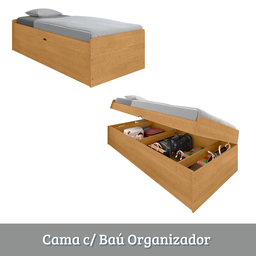 Cama Camila Solteiro Baú Branco sem Colchão Framar Móveis:naturalle - 4