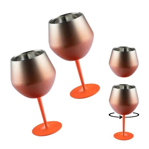 Taça Copo Termico 2 em 1 Inox Kit 2 Uni Drink Vinho Bebida Cocktail Festa Evento Praia Piscina Moder