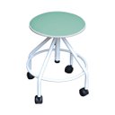 Ver imagem 1 de Mocho Banco Giratório Regulável Esmaltado com Rodízios sem Encosto Verde Bebê