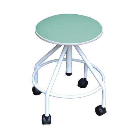Mocho Banco Giratório Regulável Esmaltado com Rodízios sem Encosto Verde Bebê
