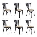 Ver imagem 1 de Kit 6 Cadeiras de Jantar Paris Luxo Aço Resistente para Sala de Estar e Área Gourmet - Preta/Bege