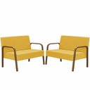 Ver imagem 1 de Kit 2 Poltronas 2 Lugares Braço Madeira D Salla Amarelo