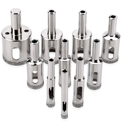Kit 10 Brocas Diamantadas 6 a 50mm Fura Vidro Mármore Piso Cerâmica Granito Lorben