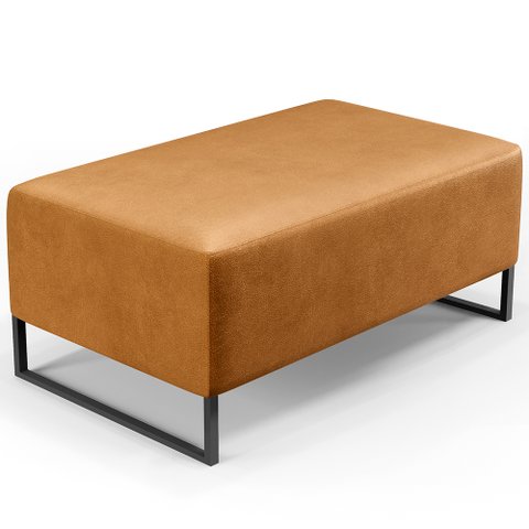 Puff Decorativo Sala de Estar Cléo W01 Base Ferro 90 cm Couríssimo Whisky - Lyam Decor